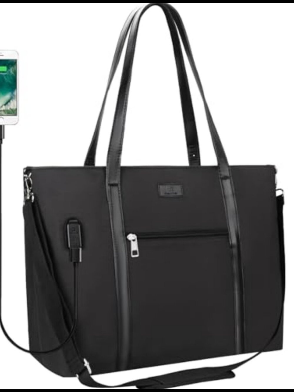 17.3 Inch Laptop Tote Bag With USB Port Nylon PU Leather Travel Messenger